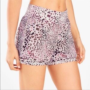 Fabletics Olesia high-waisted athletic shorts in a spotted leopard print